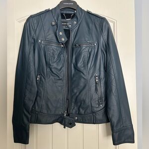 Black Rivet Dark Leather Jacket